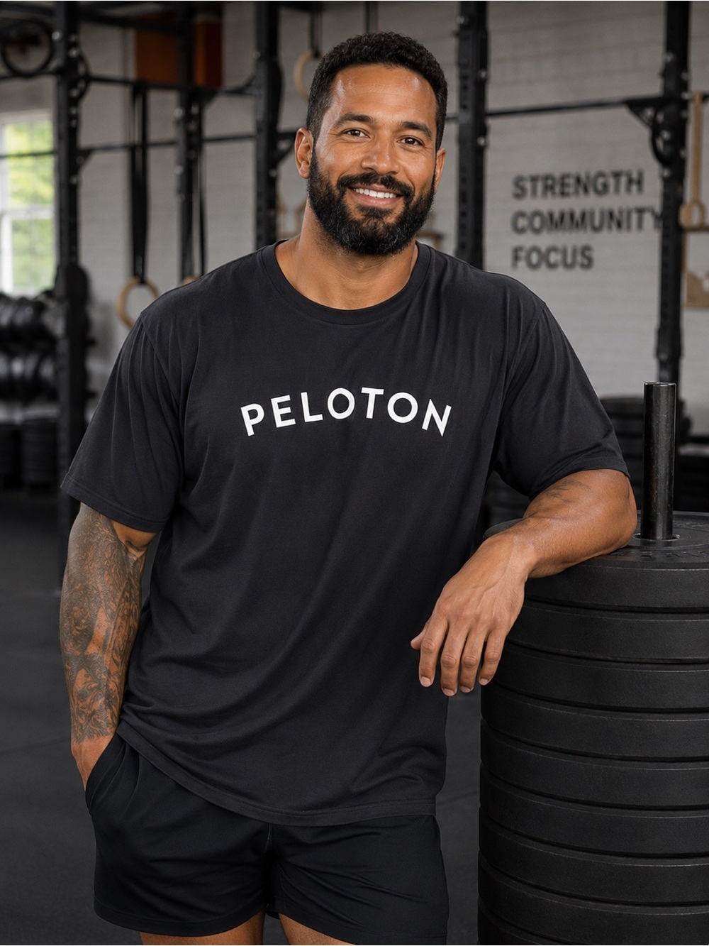 Peloton Black Short-Sleeve Logo Tee